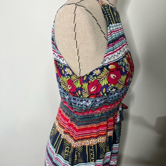 MINKPINK multicolor floral size small halter neck dress drawstring waist viscose - Picture 7 of 11